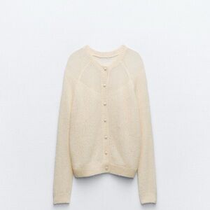 Zara Women's Ecru Button Up Sweater